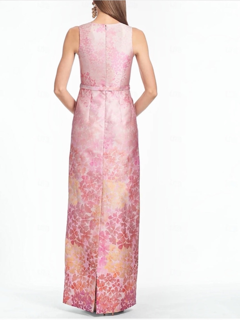 SACHIN BABI Adellyn Women’s V-Neck Pink Floral Print Column Evening Maxi Gown - Picture 7 of 15
